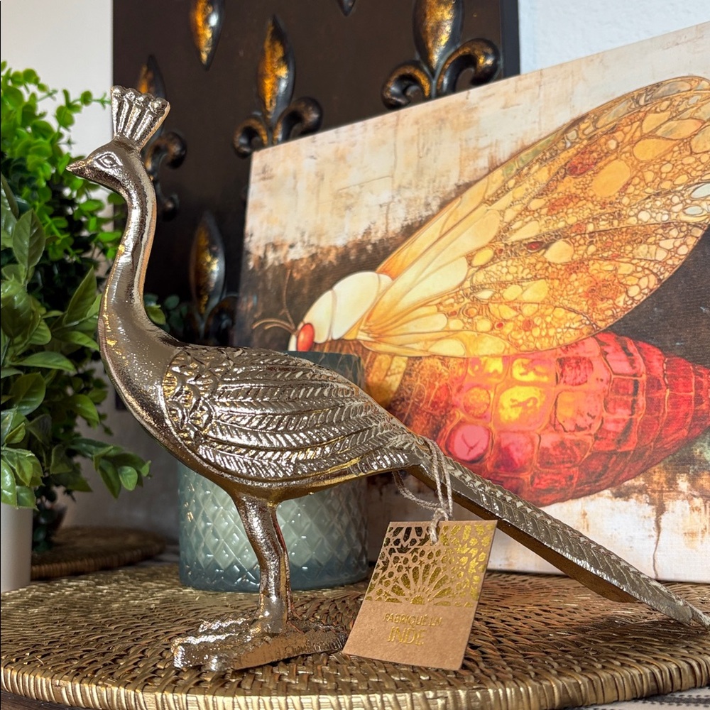 💎RARE/HTF💎🆕Made In India Gold Metal Peacock